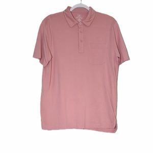 George Mens Pink Polo Shirt Solid Cotton Pocket Collared Short Sleeve Size M
